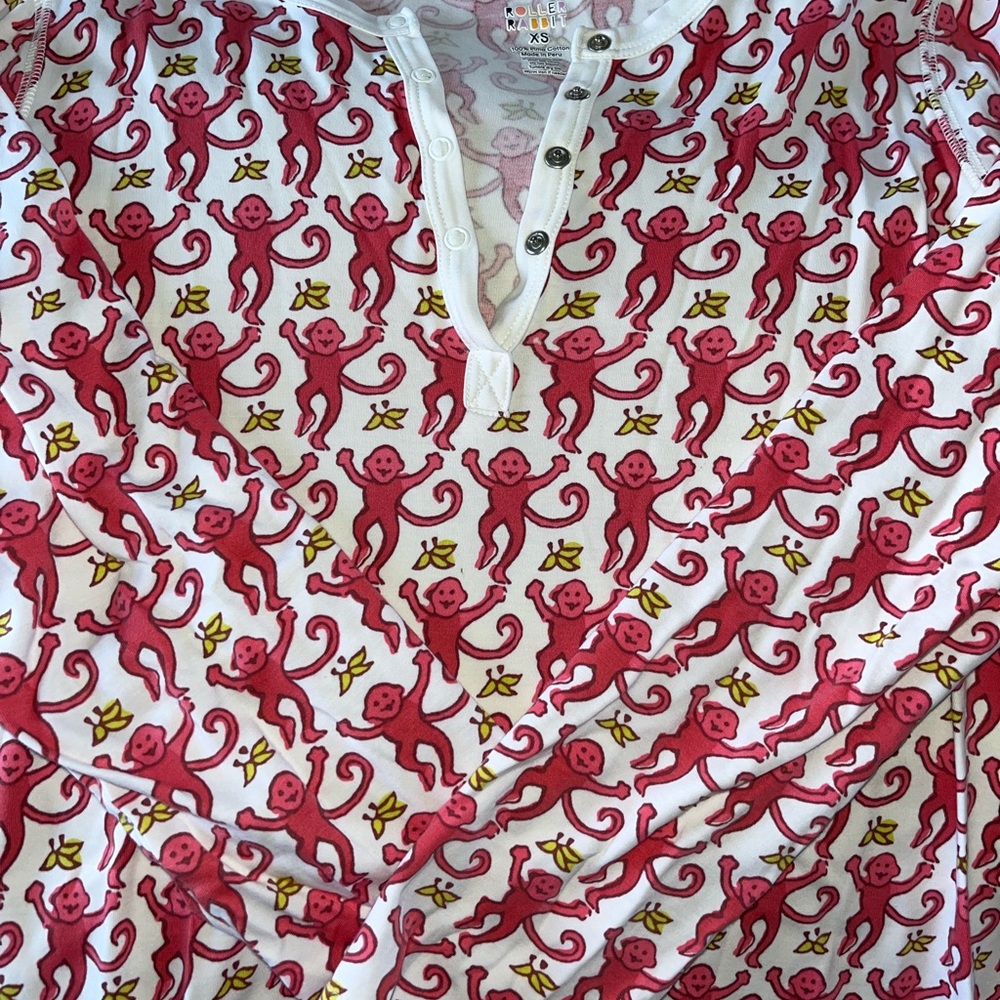 Roller Rabbit pajamas Pink Monkey Print
